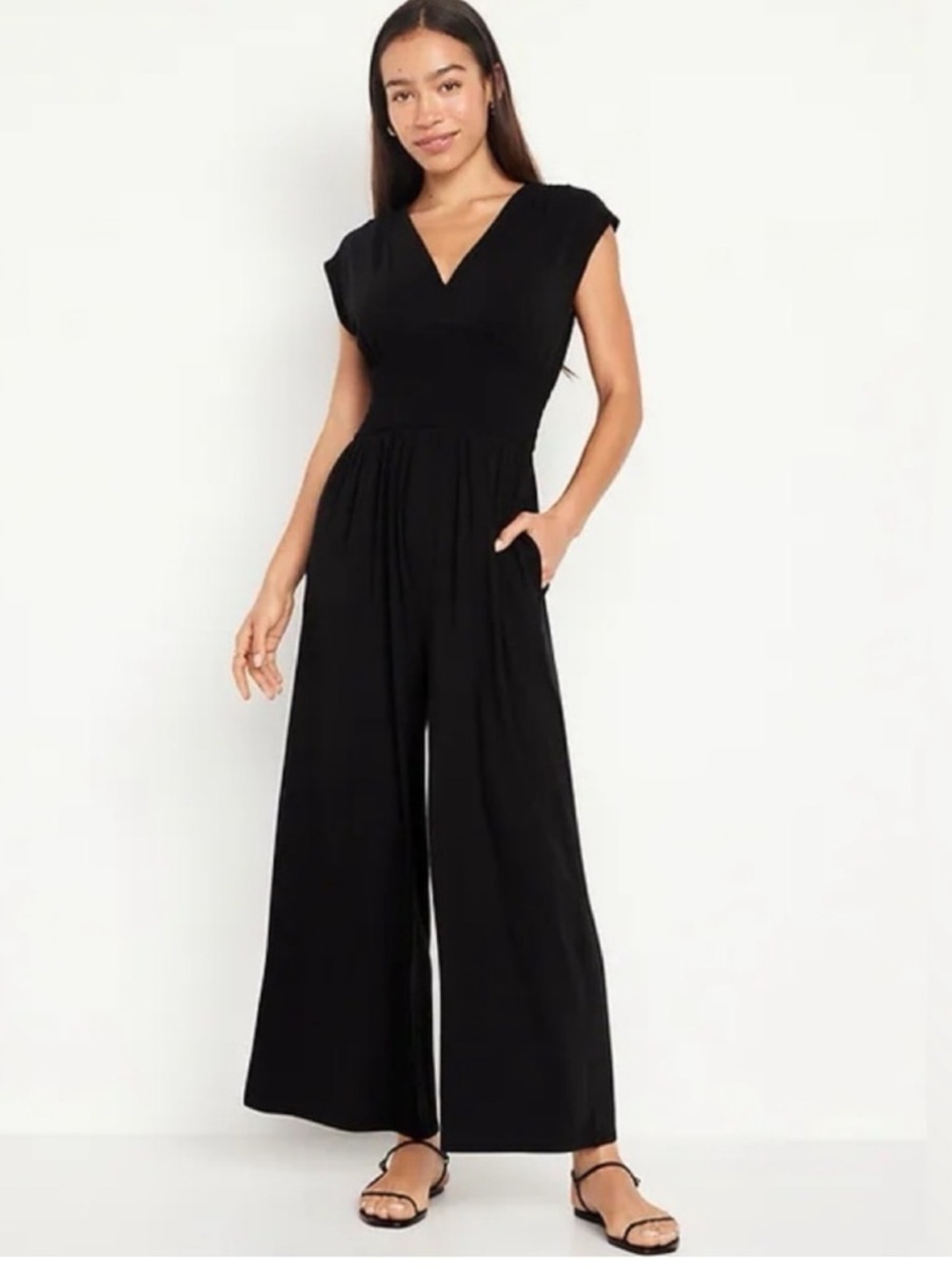 Old Navy Smocked Waist Jumpsuit Size TALL small